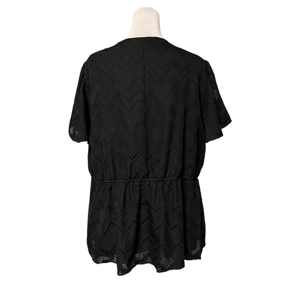 Lane Bryant Black Surplice Vneck Peplum Blouse Size 1X - Picture 7 of 11